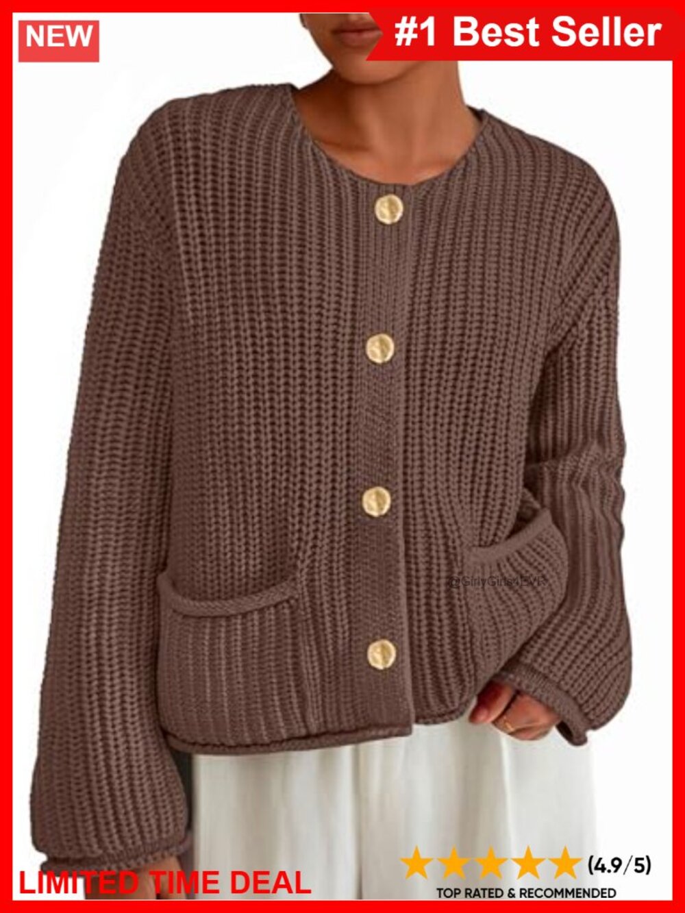 PRETTYGARDEN Women's Oversized Open Front Cardigan Sweater Cotton Blend Knit